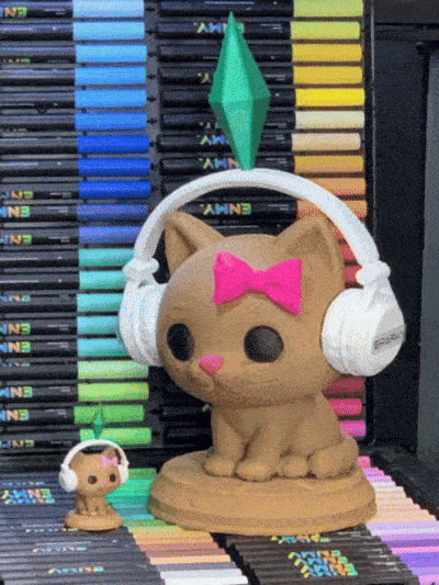 مجسمه گربه با هدفون